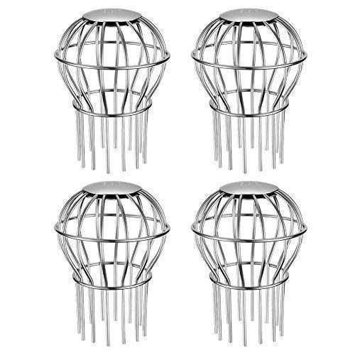 Gutter Guard 3 Inch 304 Stainless Steel Filter Strainer Fits for 2.6" ~ 3.7" Round Downspout, Stops Leaves Seeds and Other Debris Gutter Cleaning Tool – 4 Pack