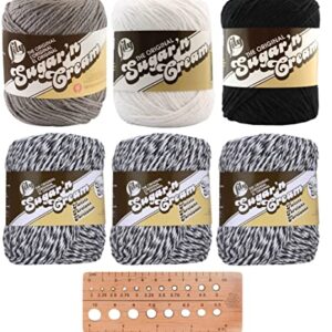 Lily Sugar n' Cream Variety Assortment 6 Pack Bundle 100% Cotton Medium 4 Worsted with Knitting Gauge (Asst 71)