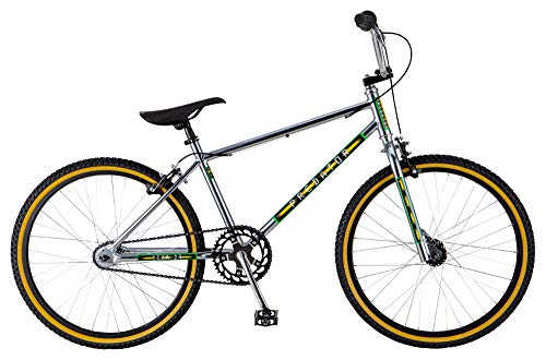 Schwinn Predator Team 24 Freestyle BMX Bike, Throwback 1983 Design, Single-Speed Drivetrain, Hi-Ten Steel Frame, Rattrap Pedals, Front and Rear Caliper Brakes, 24-Inch Gum Wall Tires, Chrome