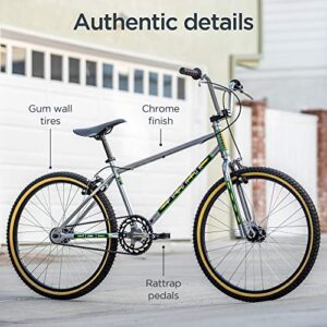 Schwinn Predator Team 24 Freestyle BMX Bike, Throwback 1983 Design, Single-Speed Drivetrain, Hi-Ten Steel Frame, Rattrap Pedals, Front and Rear Caliper Brakes, 24-Inch Gum Wall Tires, Chrome