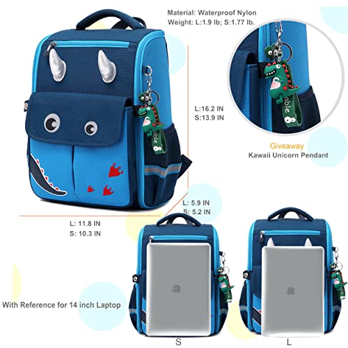 AO ALI VICTORY Unicorn Girls Backpacks for School Princess Bowknot Kids Bookbags Boys Dinosaur Backpack(Small, Navy)