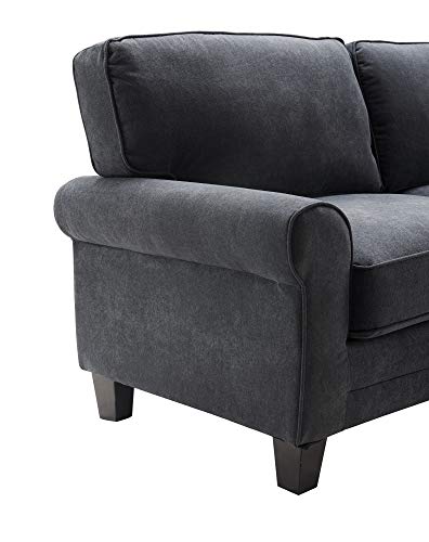 Serta Copenhagen 73" Sofa - Pillowed Back Cushions and Rounded Arms, Durable Modern Upholstered Fabric - Charcoal