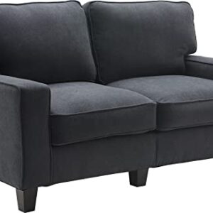 Serta Palisades Upholstered Sofas for Living Room Modern Design Couch, Straight Arms, Soft Fabric Upholstery, Tool-Free Assembly, 61" Loveseat, Charcoal