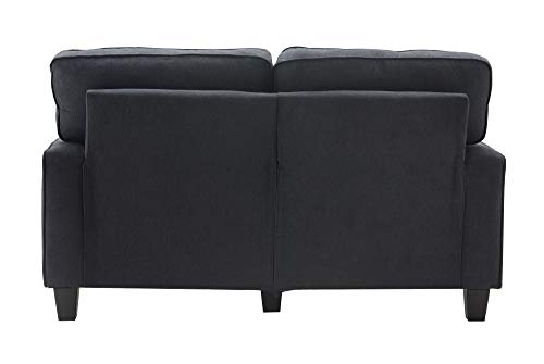 Serta Palisades Upholstered Sofas for Living Room Modern Design Couch, Straight Arms, Soft Fabric Upholstery, Tool-Free Assembly, 61" Loveseat, Charcoal