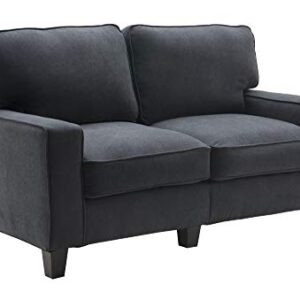 Serta Palisades Upholstered Sofas for Living Room Modern Design Couch, Straight Arms, Soft Fabric Upholstery, Tool-Free Assembly, 61" Loveseat, Charcoal