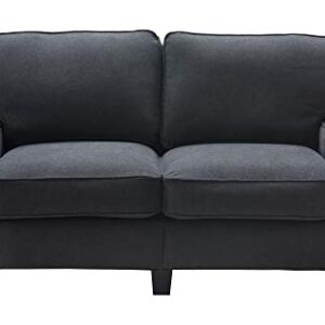 Serta Palisades Upholstered Sofas for Living Room Modern Design Couch, Straight Arms, Soft Fabric Upholstery, Tool-Free Assembly, 61" Loveseat, Charcoal