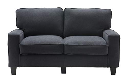 Serta Palisades Upholstered Sofas for Living Room Modern Design Couch, Straight Arms, Soft Fabric Upholstery, Tool-Free Assembly, 61" Loveseat, Charcoal