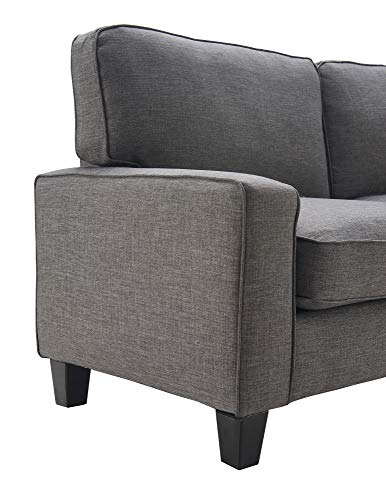 Serta Palisades Upholstered Sofas for Living Room Modern Design Couch, Straight Arms, Soft Fabric Upholstery, Tool-Free Assembly, 73" Sofa,Grey