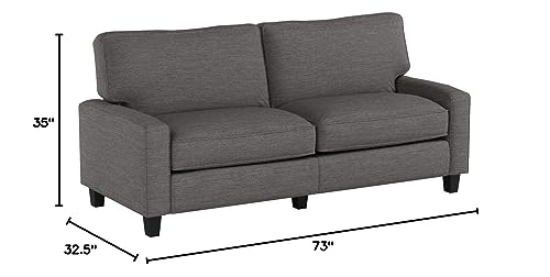Serta Palisades Upholstered Sofas for Living Room Modern Design Couch, Straight Arms, Soft Fabric Upholstery, Tool-Free Assembly, 73" Sofa,Grey