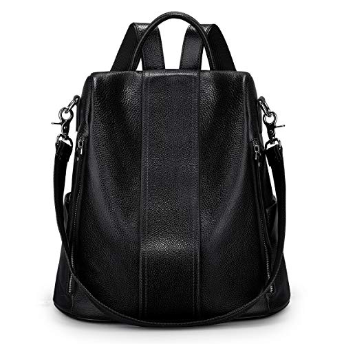 S-ZONE Leather Backpack Purses for Women Antitheft Soft Rucksack Ladies Shoulder Bag Medium