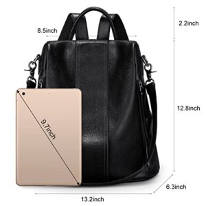 S-ZONE Leather Backpack Purses for Women Antitheft Soft Rucksack Ladies Shoulder Bag Medium