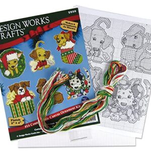 Design Works Crafts Christmas Puppies Counted Cross Stitch Ornament Kit, White