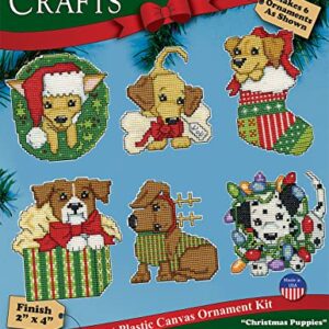 Design Works Crafts Christmas Puppies Counted Cross Stitch Ornament Kit, White