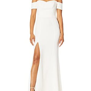 Dress the Population womens Logan Off Shoulder Sweetheart Bodycon Long Gown W Slit Dress, Off White, Large US