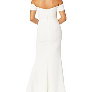 Dress the Population womens Logan Off Shoulder Sweetheart Bodycon Long Gown W Slit Dress, Off White, Large US