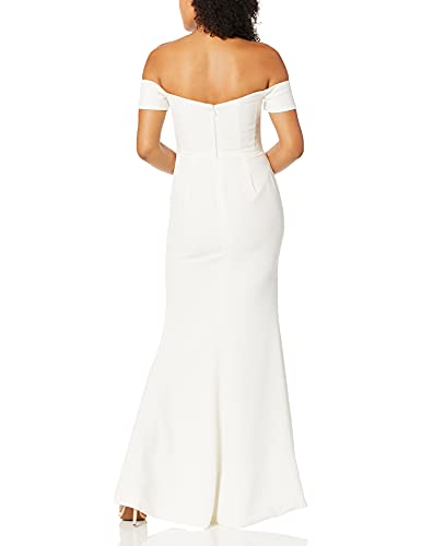 Dress the Population womens Logan Off Shoulder Sweetheart Bodycon Long Gown W Slit Dress, Off White, Large US