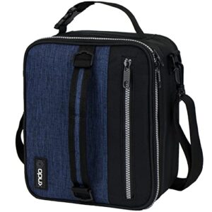 opux insulated lunch box for men women adult, compact lunch bag for kids boy girl teen, soft lunch cooler bag for work school, leakproof lunchbox lunch pail with clip-on buckle, heather navy