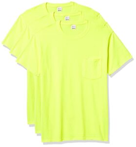 hanes men's workwear short sleeve tee (2-pack), safety green, x large