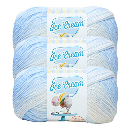 (3 Pack) Lion Brand Yarn Ice Cream Baby Yarn, Blueberry