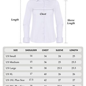 PIER 17 Button Down Shirts for Women, Tailored Long Sleeve Casual Business Professional Office Work Collared Dress Blouse New White