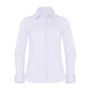 PIER 17 Button Down Shirts for Women, Tailored Long Sleeve Casual Business Professional Office Work Collared Dress Blouse New White