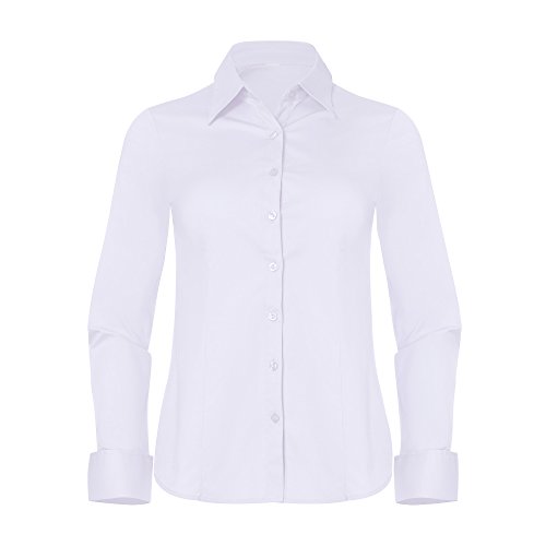 PIER 17 Button Down Shirts for Women, Tailored Long Sleeve Casual Business Professional Office Work Collared Dress Blouse New White