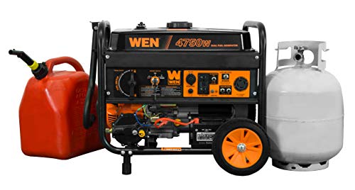 WEN DF475T Dual Fuel 120V/240V Portable Generator with Electric Start Transfer Switch Ready, 4750-Watt, CARB Compliant