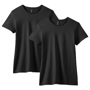 gildan women's softstyle cotton t-shirt, style g64000l, multipack, black (2-pack), large