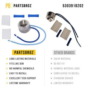 5303918202 Fridge Defrost Thermostat [DIY Tips Included] by PartsBroz - Compatible Electrolux Kenmore Westinghouse Refrigerator Parts - Replaces AP2150133 EA469510 PS469510 - Lifetime Heater Kit