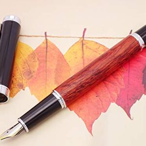 Jinhao Nature Rose Wood Fountain Pen Bent Nib(Fine to Broad Size),Fude Pen for calligraphy,art drawing and handwriting