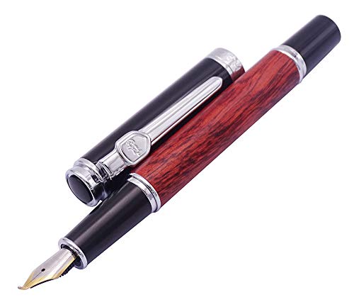 Jinhao Nature Rose Wood Fountain Pen Bent Nib(Fine to Broad Size),Fude Pen for calligraphy,art drawing and handwriting