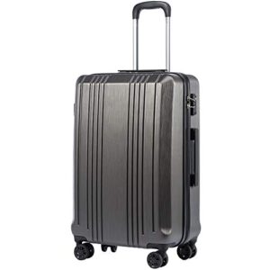 coolife luggage suitcase pc+abs with tsa lock spinner carry on hardshell lightweight 20in 24in 28in (grey, s(20in_carry on))