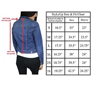 StyLeUp Women's Classic Casual Vintage Denim Jean Jacket/Vest , White Denim - Jacket, Large