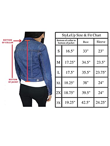 StyLeUp Women's Classic Casual Vintage Denim Jean Jacket/Vest , White Denim - Jacket, Large