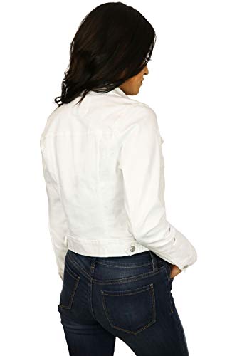 StyLeUp Women's Classic Casual Vintage Denim Jean Jacket/Vest , White Denim - Jacket, Large