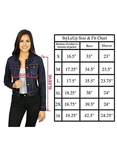 StyLeUp Women's Classic Casual Vintage Denim Jean Jacket/Vest , White Denim - Jacket, Large