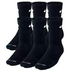 nike plus cushion socks (6-pair) (l (men's 8-12 / women's 10-13), crew black) (large, black)