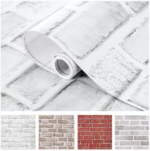 coavas peel and stick wallpaper brick 17.7x118.1 inches white gray removable wallpaper peel and stick self adhesive faux brick for bedroom backsplash laundry room accent walls