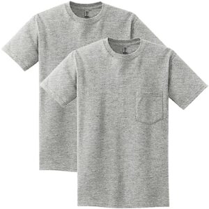 gildan men's ultra cotton t-shirt with pocket, style g2300, 2-pack, sport grey, large