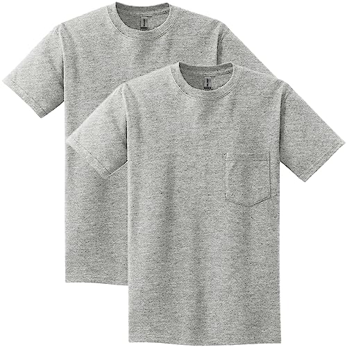 Gildan Men's Ultra Cotton T-Shirt with Pocket, Style G2300, 2-Pack, Sport Grey, Large