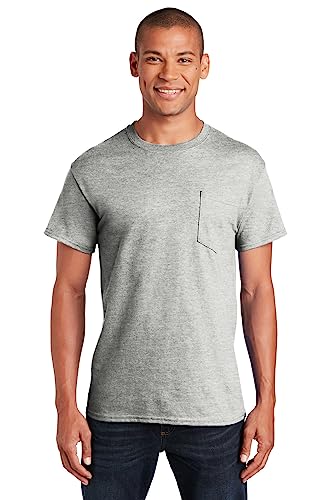 Gildan Men's Ultra Cotton T-Shirt with Pocket, Style G2300, 2-Pack, Sport Grey, Large