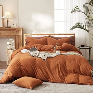 EAVD Modern Style Pumpkin Color Duvet Cover Twin Soft 100% Jersey Knit Cotton Caramel Pumpkin Boho Bedding Set 1 Twin Duvet Cover with 2 Pilllowcases Solid Duvet Cover with Zipper Closure