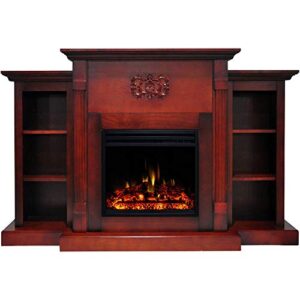 Cambridge Savona 72'' Electric Fireplace with Enhanced Charred Log Insert | Multi-Color Flame | for Rooms up to 210 Sq.Ft | Remote | Cherry Mantel | Dual Heat Settings | Timer