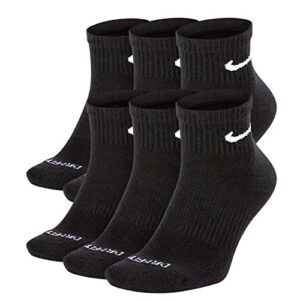 nike plus cushion socks (6-pair) (m (men's 6-8 / women's 6-10), ankle(quarter) black)