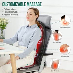 Snailax Back Massage Seat Cushion, Memory Foam Pad, 5 Massage Modes & 2 Heat Settings, Seat Massager for Office Chair,Home Use
