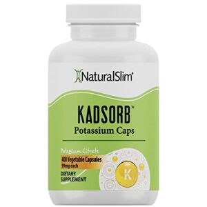 naturalslim kadsorb natural potassium citrate - supports electrolyte balance & normal ph, non-gmo & gluten-free, absorbable potassium supplement with essential minerals - 99 mg 400 capsules