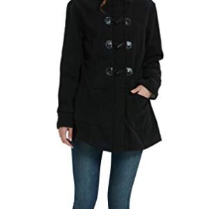 VOGRYE Womens Winter Fashion Outdoor Warm Wool Blended Classic Pea Coat Jacket (FBA) (M, Black2-Thicker)