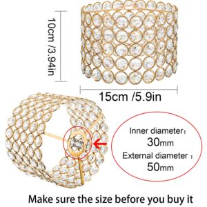 Crystal Lamp Shade Ceiling Light Shade Fitting for Living Room, Bedroom and Bathroom, Warm White, Bulb Not Included (Gold, 5.9 x 5.9 x 3.94 Inch)