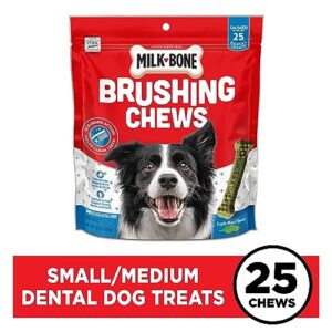 Milk-Bone Fresh Breath Brushing Chews, 25 Small/Medium Daily Dental Dog Treats