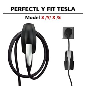 SEVEN SPARTA Charging Cable Holder with Chassis Bracket for Tesla Model 3 Model Y Model X Model S Charger Cable Organizer Tesla Accessories Car Wall Connector (Black)